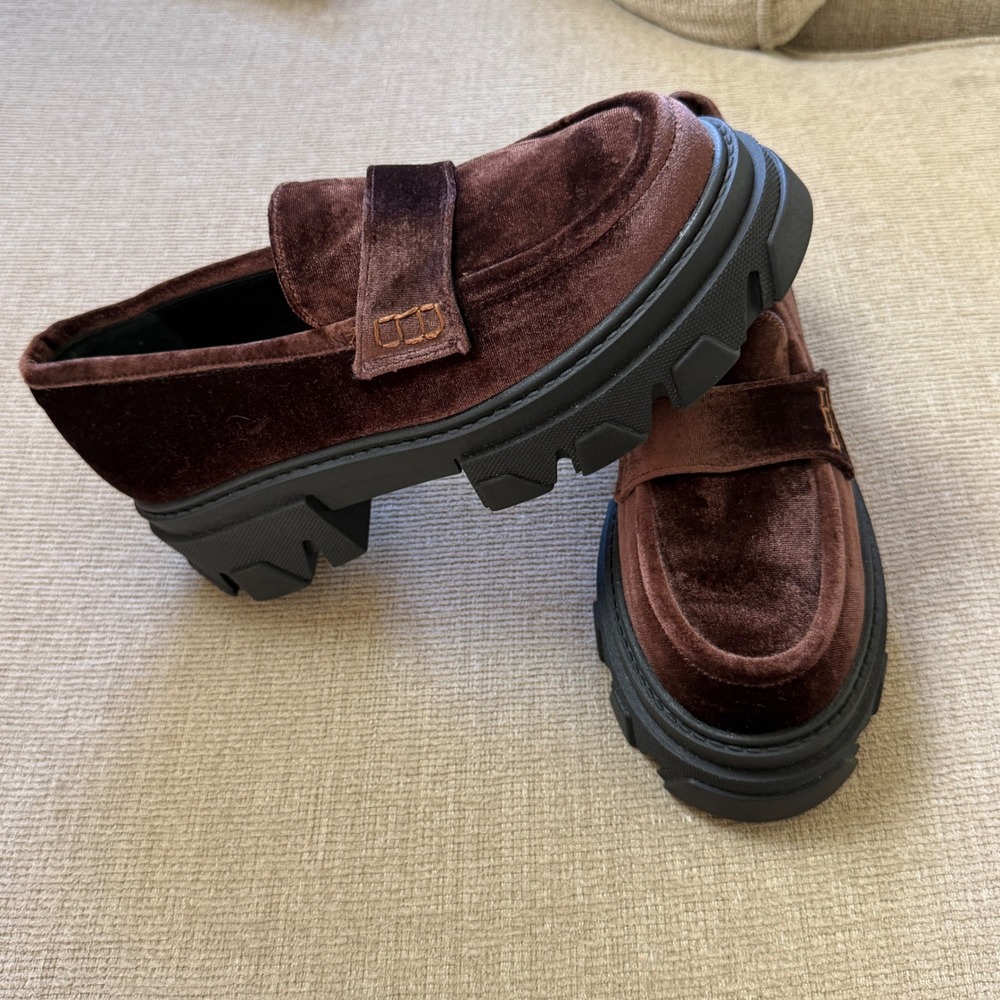 Alohas Velvet Platform Lug Sole Loafers Womens Size 8 Preppy Goth